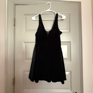 Express Black Velvet Skater Dress